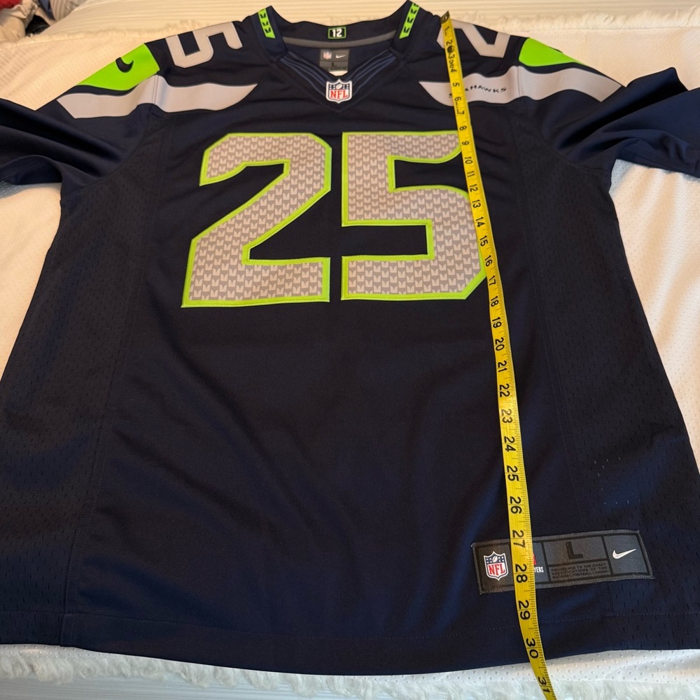 Nike NFL Seattle Seahawks 25 Sherman Football Jersey Adult Size Large Navy - Picture 13 of 14